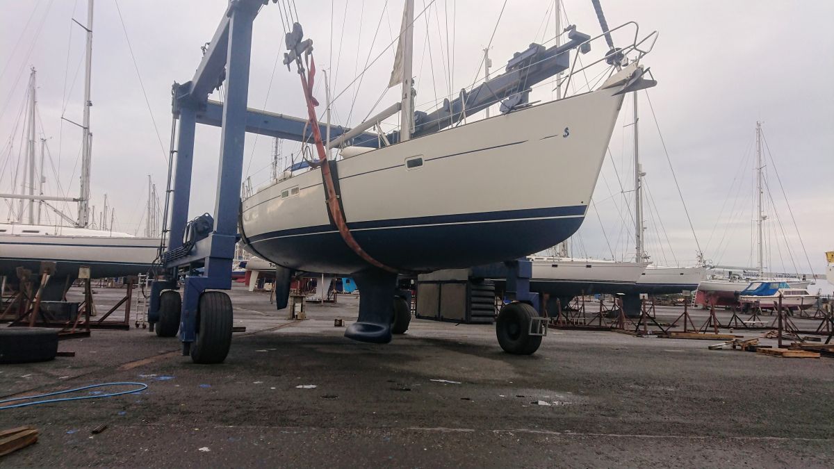 Out of the water for a quick clean.